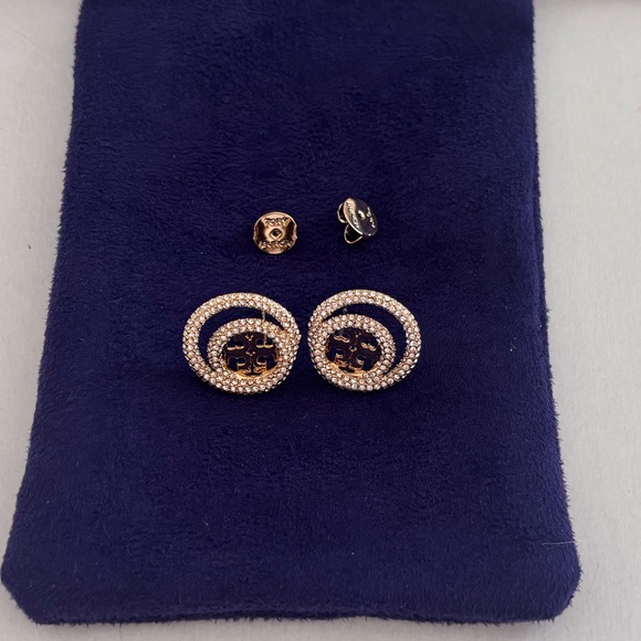 NWOT Tory Burch Miller Pave Ring Stud Earring - Picture 7 of 7
